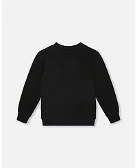 Deux par Big Boys Super Soft Brushed Jersey Long Sleeve Top Black with Plaid Pocket