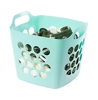 Basicwise Flexible Plastic Carry Laundry Basket Holder Square Storage Hamper with Side Handles