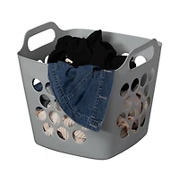 Basicwise Flexible Plastic Carry Laundry Basket Holder Square Storage Hamper with Side Handles