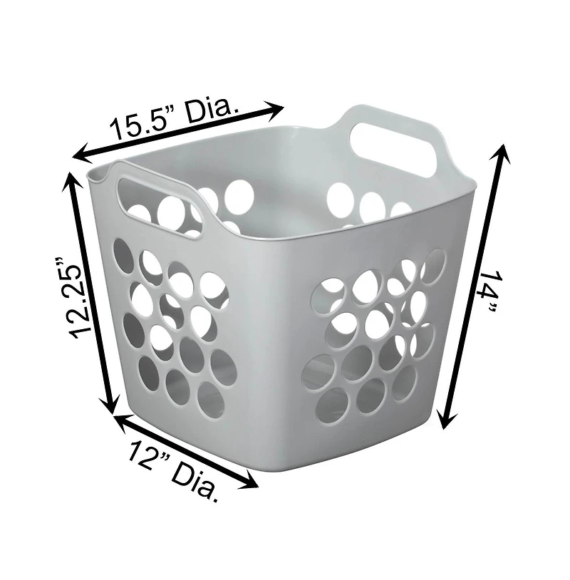 Basicwise Flexible Plastic Carry Laundry Basket Holder Square Storage Hamper with Side Handles