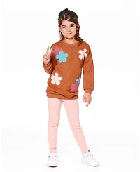 Deux par Toddler Girls Quilted Tunic Mocha with Flowers - Toddler|Child