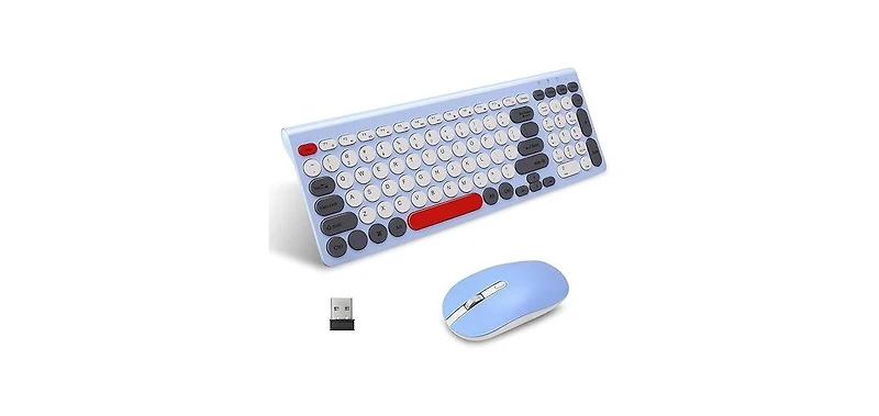risokeys Wireless Keyboard and Mouse Combo, Wireless Usb Mouse and Computer Keyboard Set, Compact and Silent for Windows Laptop, Desktop, Pc- Multicol