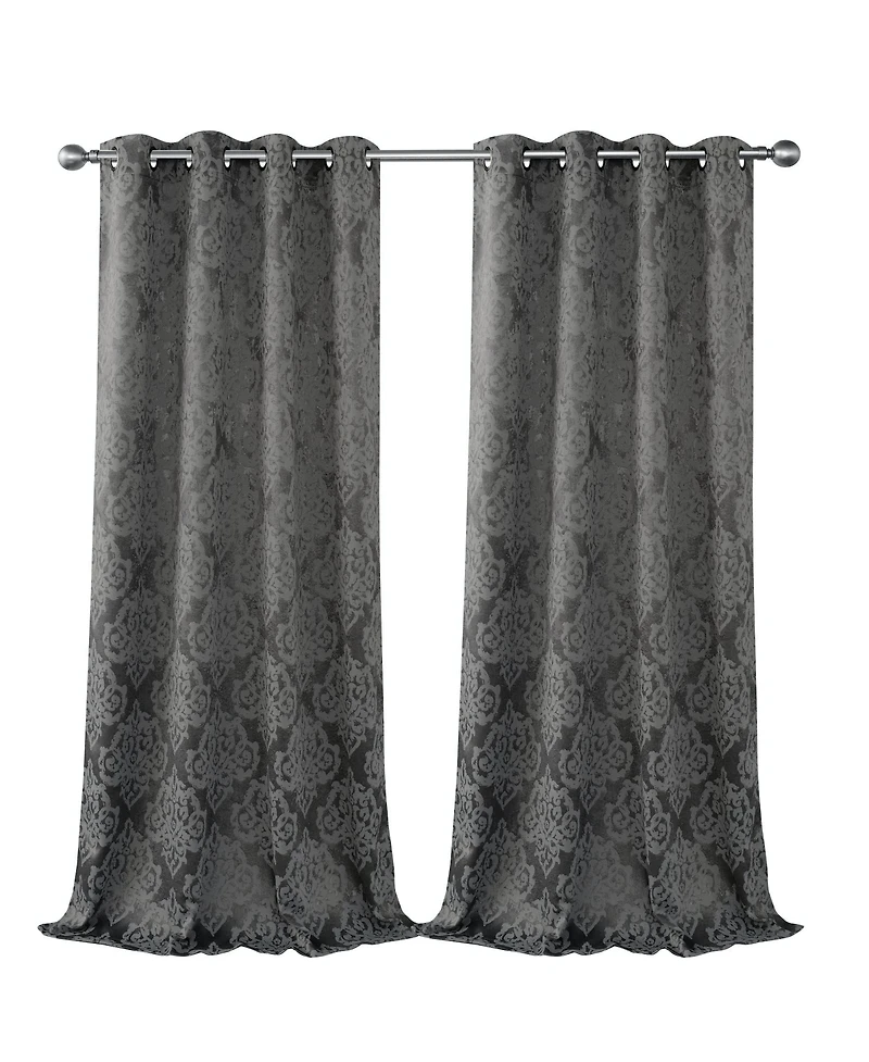 Kate Aurora Living 2 Pack Delaney Room Darkening Damask Print Grommet Curtain - 52 in. W x 84 in. L