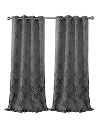 Kate Aurora Living 2 Pack Delaney Room Darkening Damask Print Grommet Curtain - 52 in. W x 84 in. L