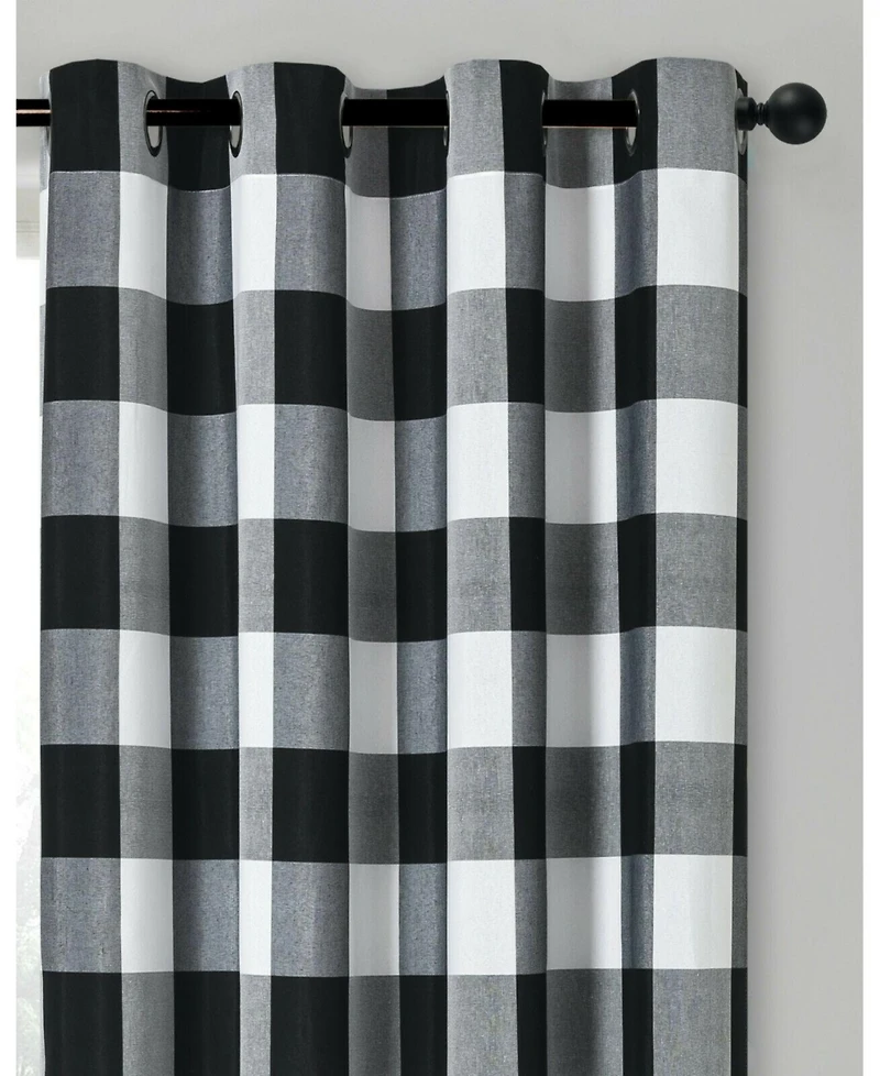 Kate Aurora Country Farmhouse Living Classic Buffalo Plaid Checkered Single Grommet Top Window Curtain Panel - 54 in. W x 84 L, Burgundy