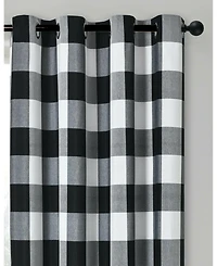 Kate Aurora Country Farmhouse Living Classic Buffalo Plaid Checkered Single Grommet Top Window Curtain Panel - 54 in. W x 84 L, Burgundy