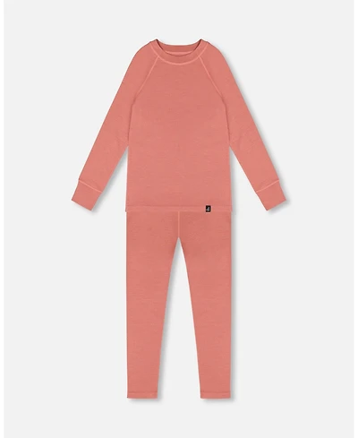 Deux par Girls Merino Wool Base Layer Set Dusty Pink