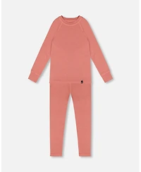 Deux par Girls Merino Wool Base Layer Set Dusty Pink