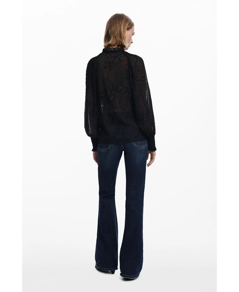 Desigual Women's Flocked sheer blouse