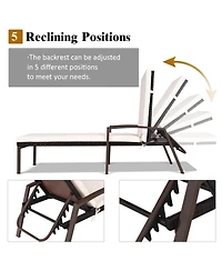 Set of 2 Patio Rattan Chaise Lounge Chair Outdoor Reclining Sun Lounger