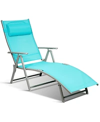 Costway 2PCS Outdoor Folding Chaise Lounge Chair w/Cushion