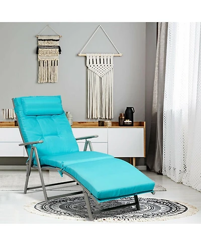 Costway 2PCS Outdoor Folding Chaise Lounge Chair w/Cushion