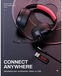 Acer 2.4GHz Flex Wireless Gaming Headset | Red + Pink | 100H Battery, 50mm Drivers, Noise-Canceling Mic | Bluetooth 5.3, 3.5mm | PS4, Pc, Music, Meeti