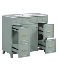 Streamdale Furniture 36" Bathroom Vanity w/ Ceramic Sink & Hairdryer Drawer