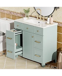 Streamdale Furniture 36" Bathroom Vanity w/ Ceramic Sink & Hairdryer Drawer