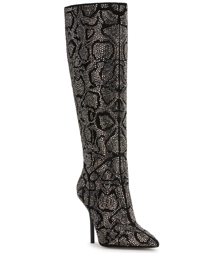 Jessica Simpson Women's Lovienn Rhinestone Stiletto Knee-High Dress Boots