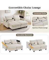 Streamdale Furniture Convertible Sleeper Sofa with Usb & Storage