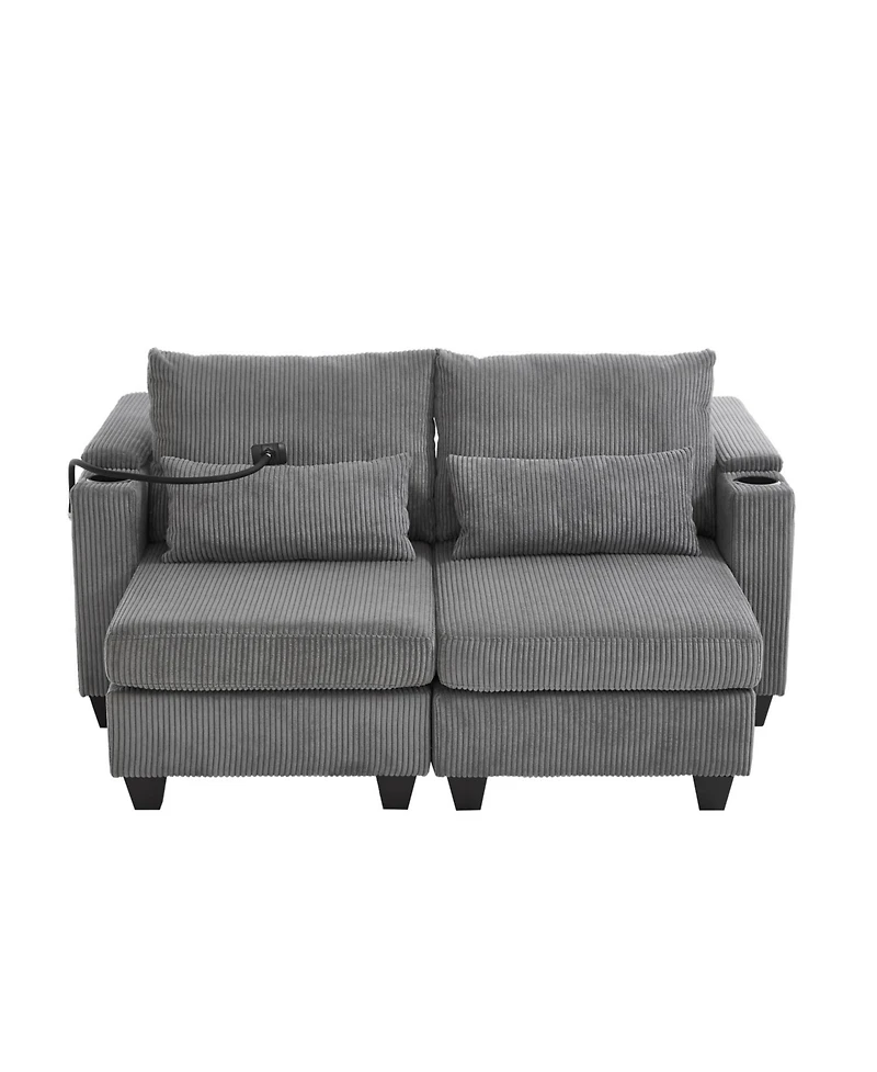 Streamdale Furniture Convertible Sleeper Sofa with Usb & Storage