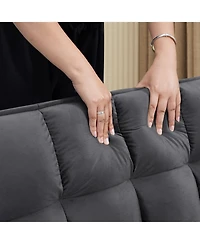 Streamdale Furniture 3-in-1 Foldable Velvet Sofa Bed w/ Storage & Usb - Dark Grey