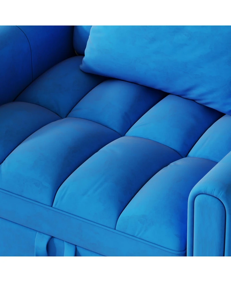 Streamdale Furniture Foldable Velvet Sofa Bed with Adjustable Backrest (Dark Blue)