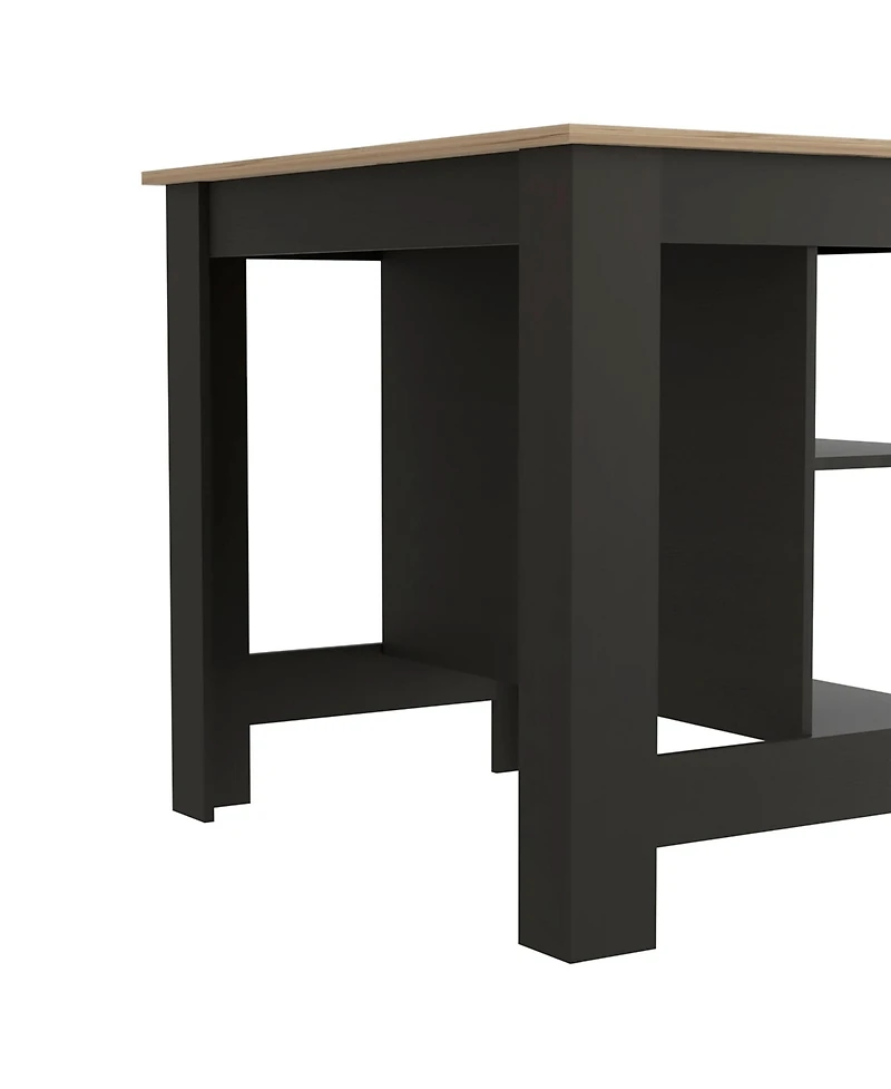 Slickblue Wooden Kitchen Island Table with Built-In Storage and Open Display Shelves