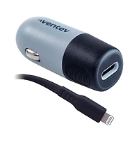 Ventev 20W Ultrafast Usb C Universal Car Charger and Usb C to Apple Lightning Cable-Gray