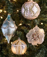 Holiday Lane Opulence Set of 4 Glass Mixed Ornaments, Macy's Exclusive