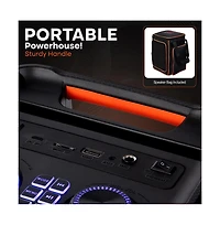 Pyle Portable Bt Party Speaker with Built-in Rechargeable Battery, Tws Function, Mic Input, Mic Echo Control, Bass and Treble Control