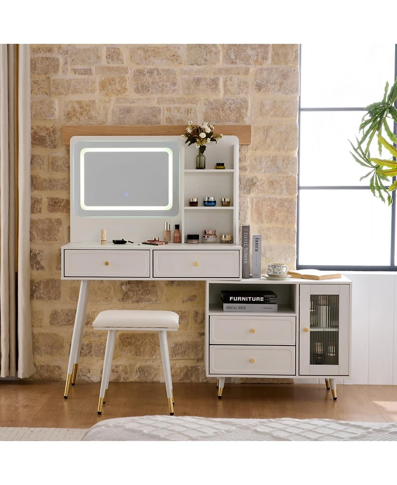 Streamdale Furniture Makeup Vanity Desk with Mirror & Lights, Drawers Cabinet