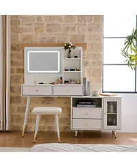 Streamdale Furniture Makeup Vanity Desk with Mirror & Lights, Drawers Cabinet