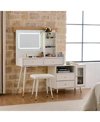 Streamdale Furniture Makeup Vanity Desk with Mirror & Lights, Drawers Cabinet