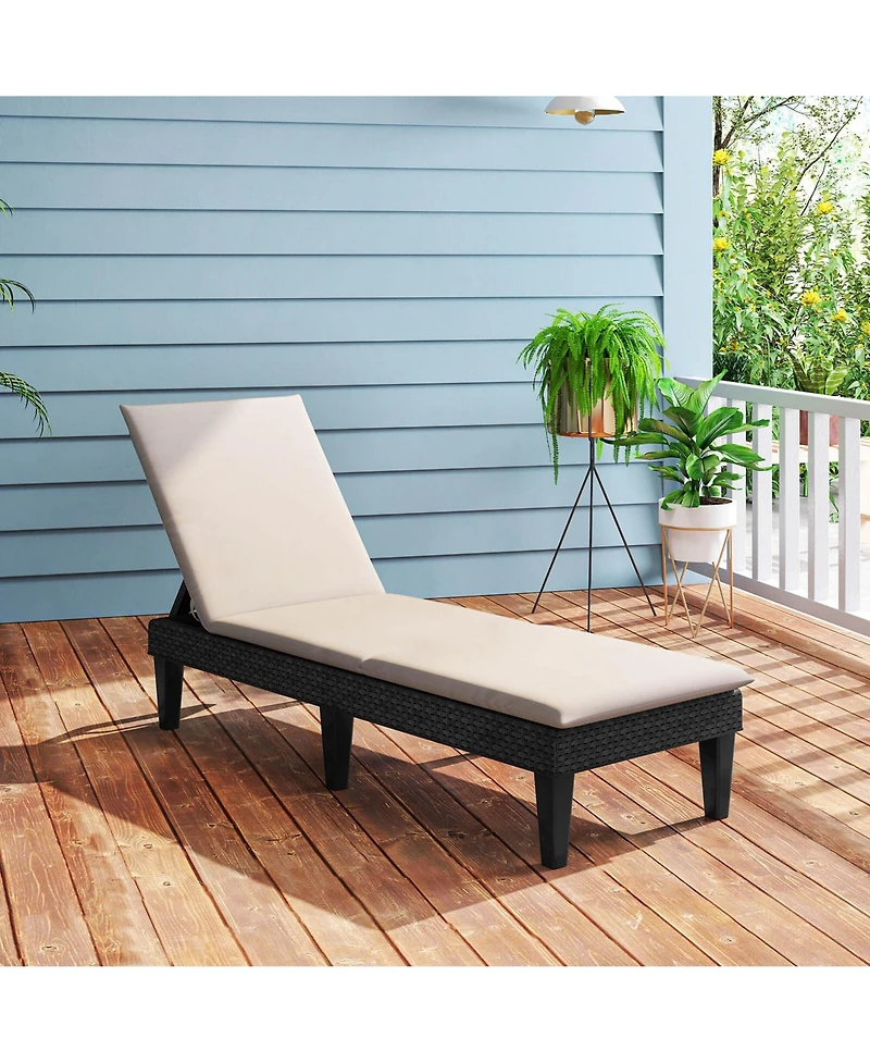 Patio Lounge Chair Recliner with 3-Position Adjustable Backrest & Cushion