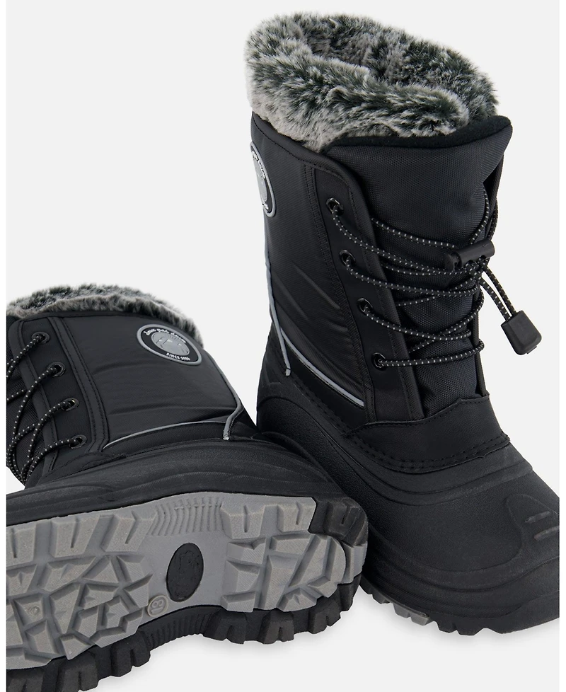 Deux par Kids Unisex Winter Boots Black with Removable Liner - Toddler|Child