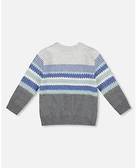 Deux par Baby Boys Knitted Jacquard Sweater Dark Gray