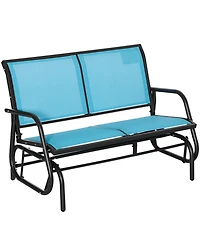 2-Person Outdoor Glider Bench, Patio Double Swing Rocking Chair Loveseat w/ Powder Coated Steel Frame for Backyard Garden Porch