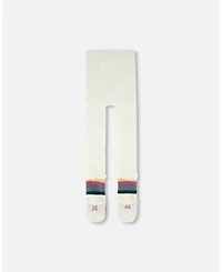 Deux par Baby Girls Striped Footed Knit Tights Off-White