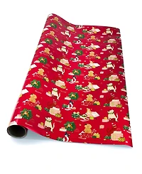 Punch Studio Holiday Party Pets Holiday Gift Wrap, 30" x 120"
