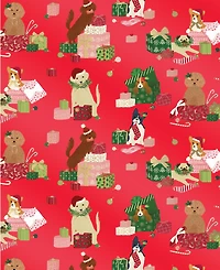 Punch Studio Holiday Party Pets Holiday Gift Wrap, 30" x 120"