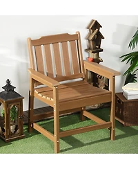 Outsunny 2 Piece Patio Chair with Armrests, Slatted Back Armchair,