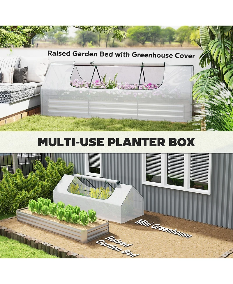Outsunny 8.6 x 3 1ft Raised Garden Bed with Mini house,