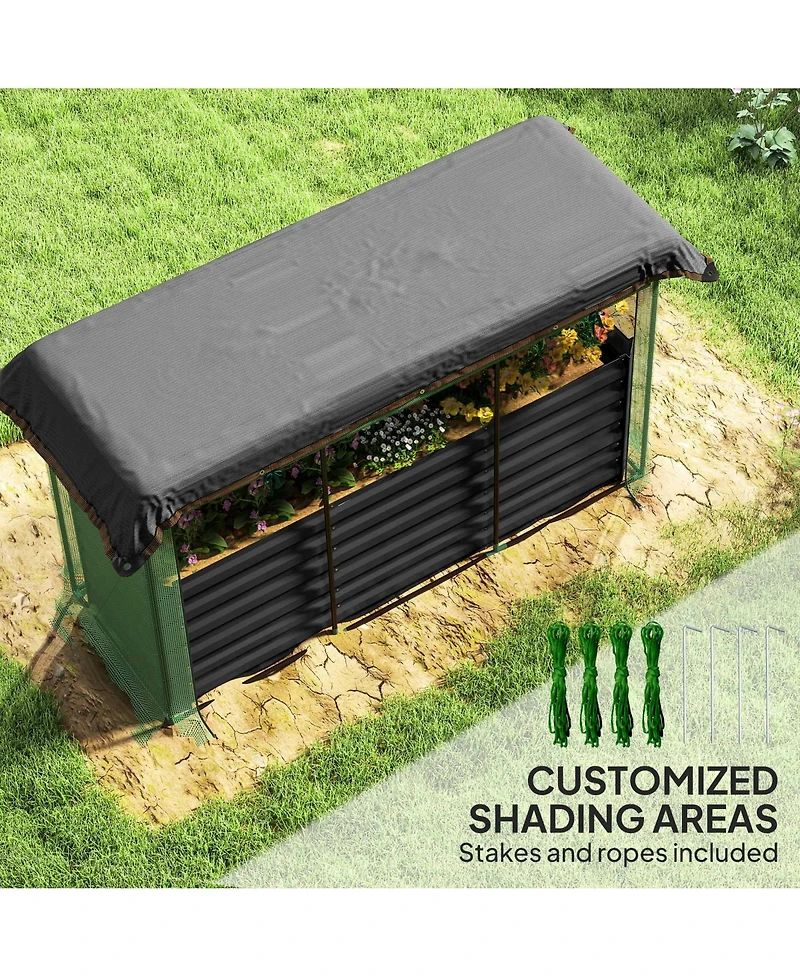 Outsunny Galvanized Raised Garden Bed with Crop Cage & Shade Cloth