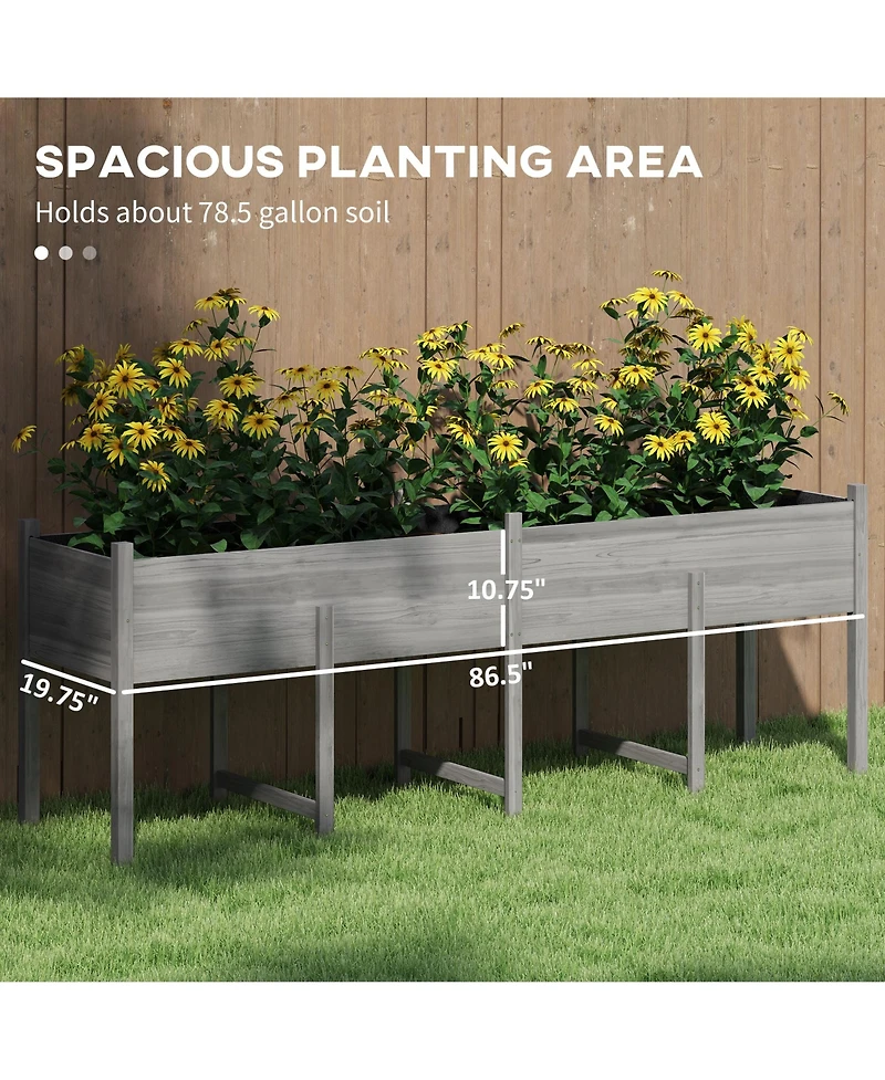 Outsunny Extra Large Wooden Planter Box with Legs & Drain Holes, Natural