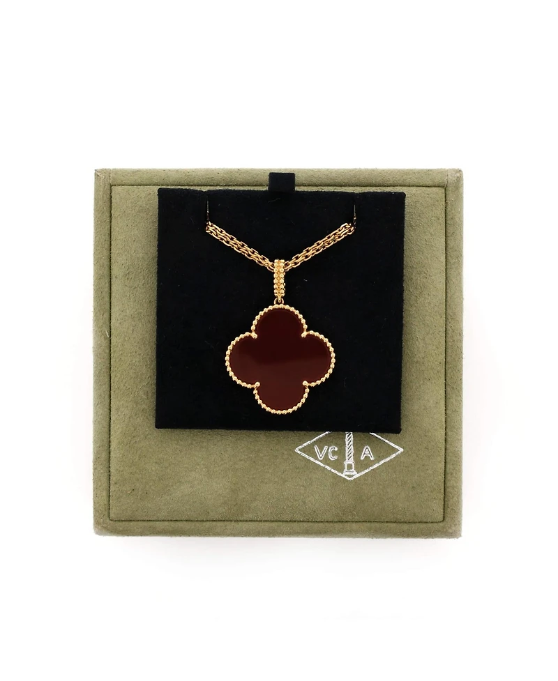 Pre-Owned Van Cleef & Arpels Magic Alhambra Pendant Long Necklace 18K Gold and Carnelian