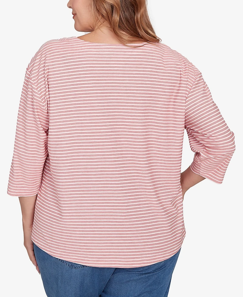 Ruby Rd. Plus Scalloped Texture Stripe Top