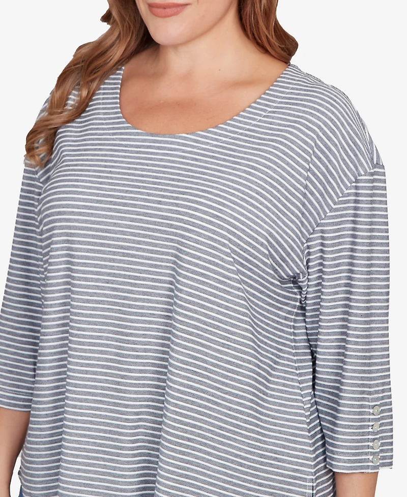 Ruby Rd. Plus Size Scalloped Texture Stripe Top