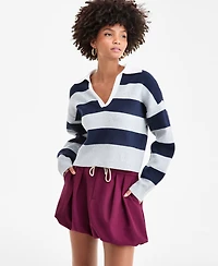 Bar Iii Women's Rugby-Stripe Polo Sweater, Macy's Exclusive