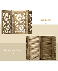 Homcom 5.5' 4 Panel Room Divider, Double Hinged Privacy Screens,
