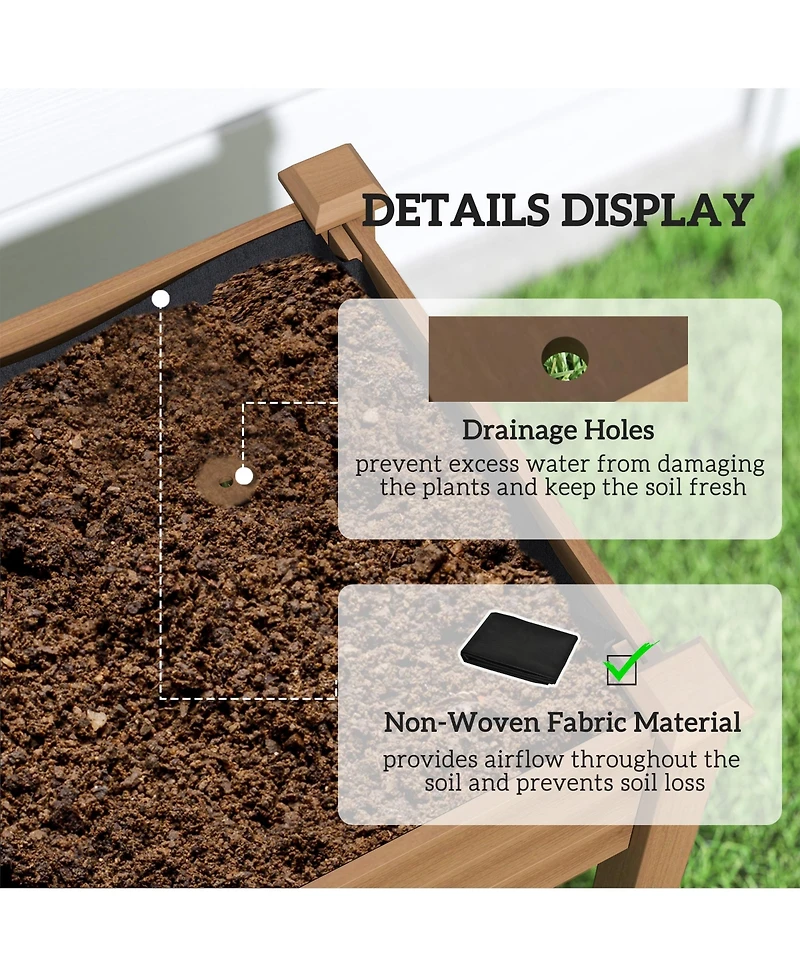Outsunny 48 x 22 x 46 inch Raised Garden Bed w/ Pe Cover,