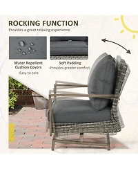 Outsunny Patio Bistro Set with Rocking Chairs, Dark