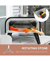 Outsunny Outdoor Pizza Oven with Rotating Stone, 12" Wood Fi Pizza Maker
